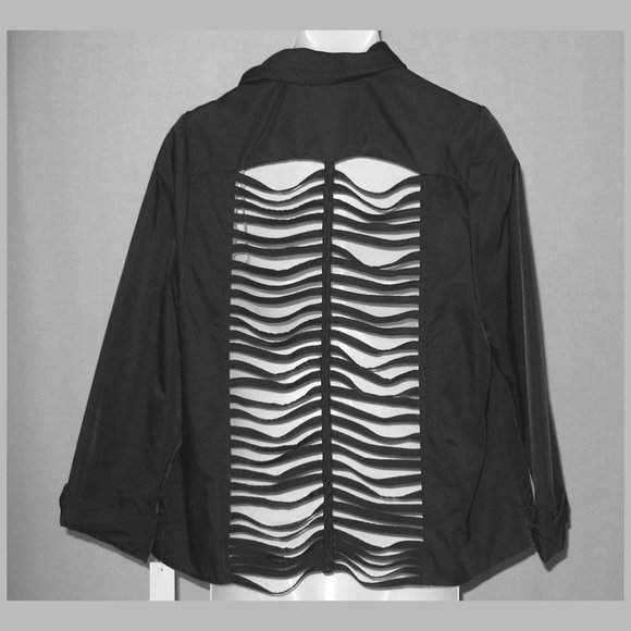 Tattoo Me Black Rear Artsy Cutout Jacket Large - Picture 3 of 4